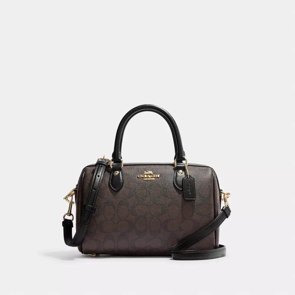 NWT Coach Mini Rowan Crossbody/Satchel In Blocked Signature Canvas